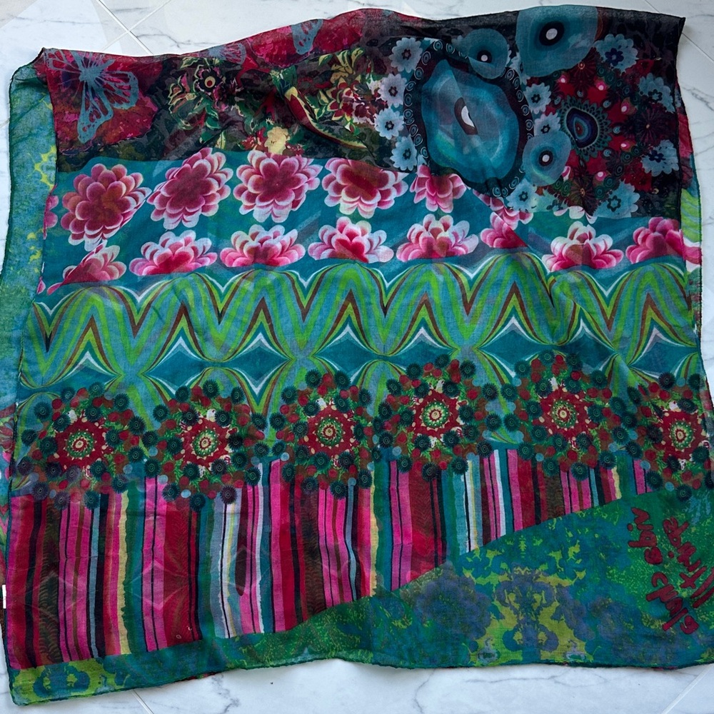 Colorful Floral Patterned Scarf - Picture 2 of 6